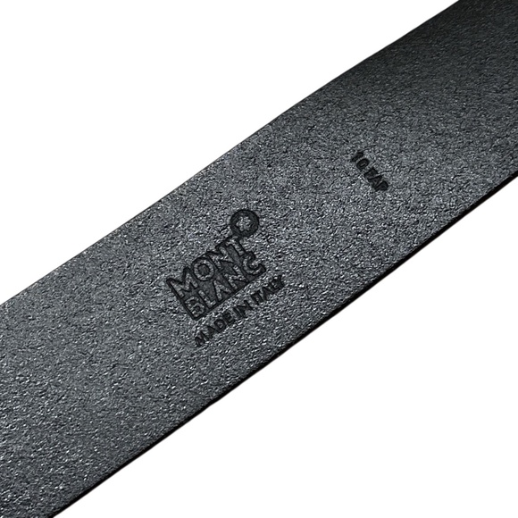 Montblanc Black Thick Leather Classic Pin Reversible Buckle Belt 44" - Picture 2 of 15